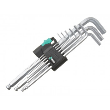 Wera 950/9 Hex-Plus Chrome-Plated L-Key Set of 9 Metric (1.5-10mm)