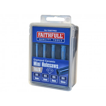 Faithfull Diamond Ceramic Mini Holesaw Set, 4 Piece