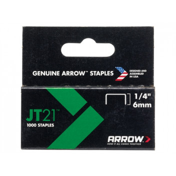 Arrow JT21 T27 Staples 6mm (1/4in) Box 1000