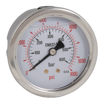 1/4\"BSPP 63MM CNTR BK GLY GAUG 0-6000PSI