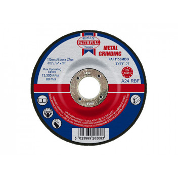 Faithfull Depressed Centre Metal Grinding Disc 115 x 6.5 x 22.23mm