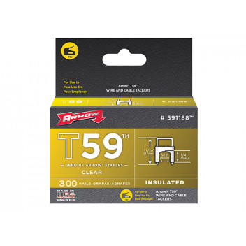 Arrow T59 Insulated Staples Clear 6 x 8mm Box 300