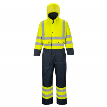 S485 Hi-Vis Contrast Coverall - Lined Yellow/Navy Large