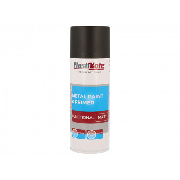 PlastiKote Trade Metal Spray Paint & Primer Matt Black 400ml
