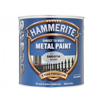 Hammerite Direct to Rust Smooth Finish Metal Paint Silver 2.5 Litre