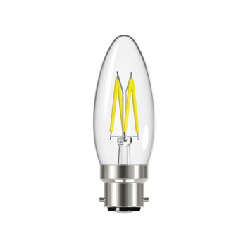 Energizer LED BC (B22) Candle Filament Non-Dimmable Bulb, Warm White 470 lm 4W