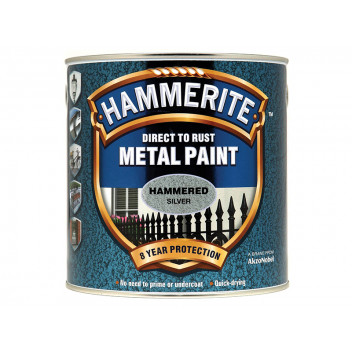 Hammerite Direct to Rust Hammered Finish Metal Paint Silver 2.5 Litre