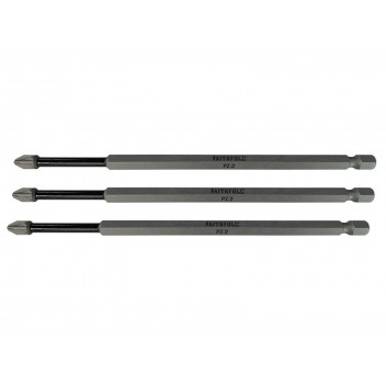 Faithfull Pozidriv Impact Screwdriver Bits PZ2 x 150mm (Pack 3)