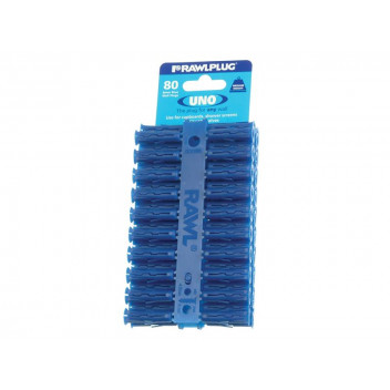 Rawlplug Blue UNO Plugs 8 x 32mm (Card 80)