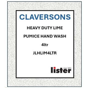 CLAVERSONS Heavy Duty Lime Pumice Hand Wash Case 4 X 4 Litre Cartridge
