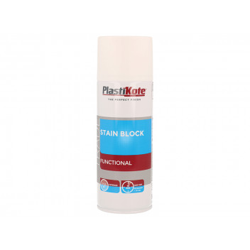 PlastiKote Trade Stain Block Spray Paint White 400ml