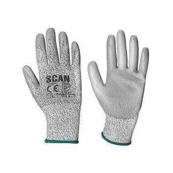 Scan Grey PU Coated Cut 3 Gloves - M (Size 8)