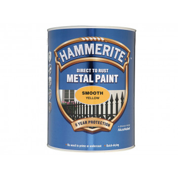 Hammerite Direct to Rust Smooth Finish Metal Paint Yellow 5 Litre