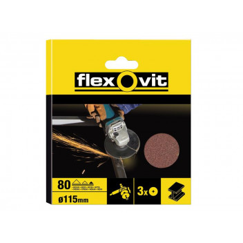 Flexovit Aluminium Oxide Fibre Discs 115mm Medium 50G (Pack of 3)