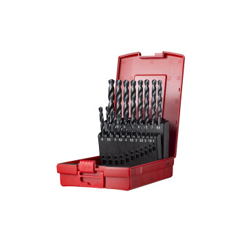 Set (A100 x 19) HSS Straight Shank Jobber Drill, Plastic Case (A190)