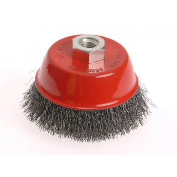 Faithfull Wire Cup Brush 100mm M14x2, 0.3mm Stainless Steel Wire
