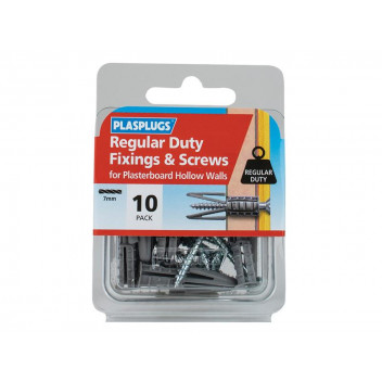 Plasplugs Regular-Duty Fixings & Screws Pack of 10