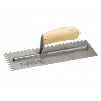 Marshalltown M702S Notched Trowel Square 1/4in Wooden Handle 11 x 4.1/2in