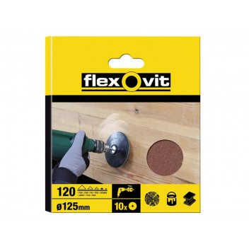 Flexovit Drill Mountable Discs 125mm Coarse 50G (Pack of 10)
