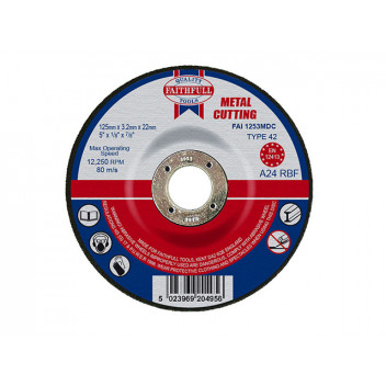 Faithfull Depressed Centre Metal Cutting Disc 125 x 3.2 x 22.23mm