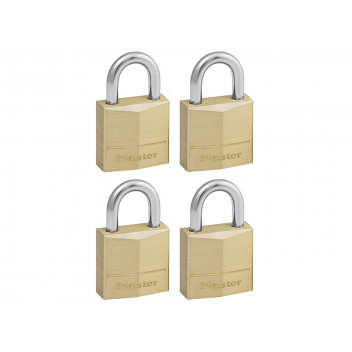 Master Lock Solid Brass 20mm Padlock 3-Pin - Keyed Alike x 4