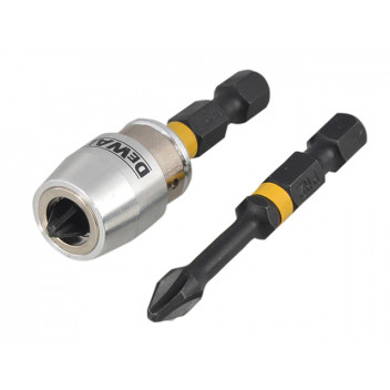 DEWALT Impact Torsion Bits PH2 x 50mm (x2) and Magnetic Screwlock Sleeve