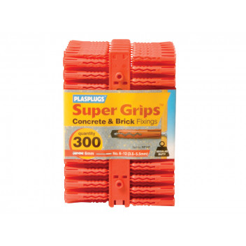 Plasplugs RP 187 Solid Wall Super Grips Fixings Red (300)