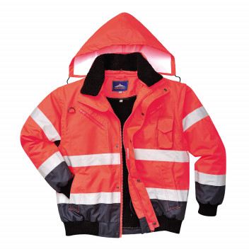 C465 Hi-Vis Contrast Bomber Jacket Red/Navy Medium