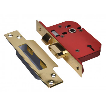 UNION StrongBOLT 2203S 3 Lever Mortice Sashlock Polished Brass 68mm 2.5in Visi