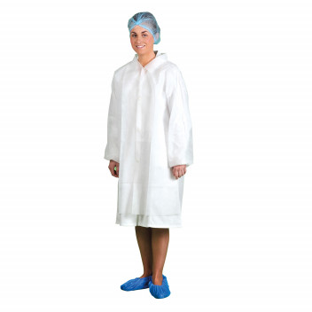 D118 Disposable Visitors Coat PP White Large