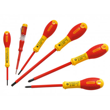 Stanley Tools FatMax VDE Insulated Screwdriver Set, 6 Piece SL/PZ/Tester