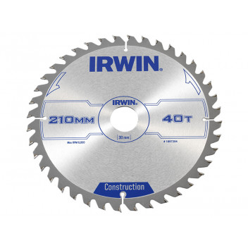 IRWIN Construction Circular Saw Blade 210 x 30mm x 40T ATB