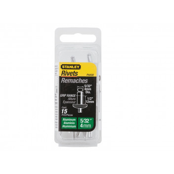 Stanley Tools 1-PAA58 Aluminium Rivets Long 4 x 12mm Pack of 15