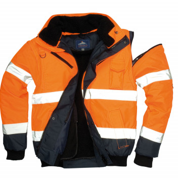 C465 Hi-Vis Contrast Bomber Jacket Orange/Navy XXL