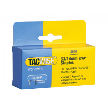Tacwise 53 Light-Duty Staples 14mm (Type JT21 A) Pack 2000