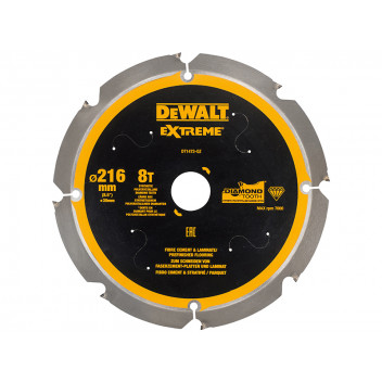 DEWALT Extreme PCD Fibre Cement Saw Blade 216 x 30mm x 8T