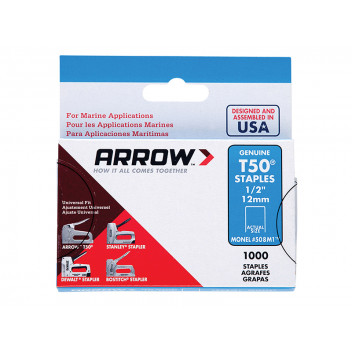 Arrow T50M 505m Monel Staples 8mm ( 5/16in) Box 1000