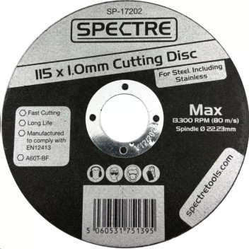 115MM X 1MM X 22MM  INOX  CUTTING DISC FOR STEELS/STAI ref: SP-17202