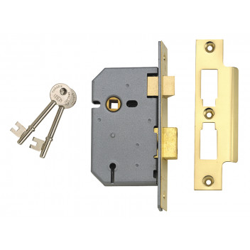 UNION 2277 3 Lever Mortice Sashlock Polished Brass 77.5mm 3in Box