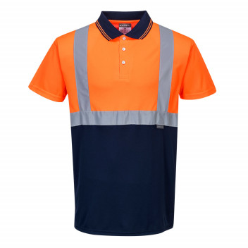 S479 Two-Tone Polo Orange/Navy Medium