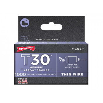 Arrow T30 Staples 305IP 8mm (5/16in) Box 5000