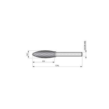 8mm Carbide Rotary Burr, TiAlN Coated, Flame, Shape H (P815C)