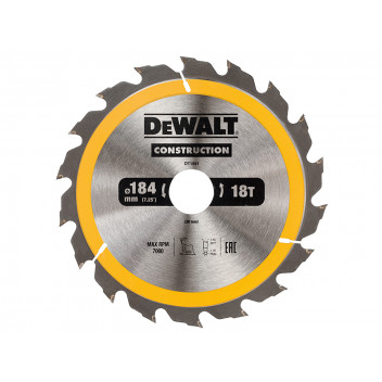 DEWALT Portable Construction Circular Saw Blade 184 x 30mm x 18T