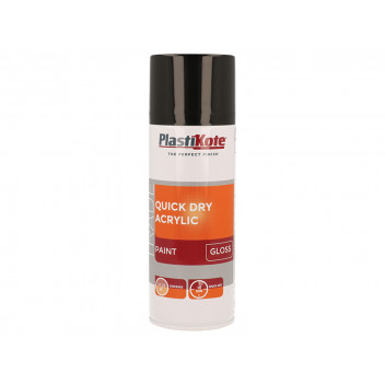 PlastiKote Trade Quick Dry Acrylic Spray Paint Gloss Black 400ml