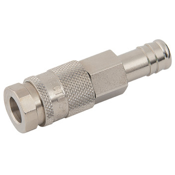 13MM HOSE TAIL COUPLING BRASS NICKEL