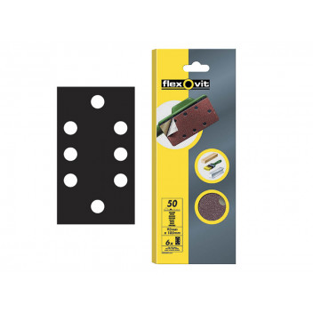 Flexovit 1/3 Sanding Sheets Quick Release Fine 120 Grit (Pack of 6)