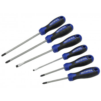 Faithfull Boxed Soft Grip Screwdriver Set, 6 Piece SL/PH/PZ