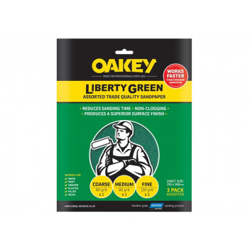 Oakey Liberty Green Aluminium Oxide Sheets 230 x 280mm Assorted (3)