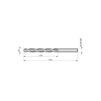 2.5mm HSS Straight Shank Long Series Drill (A110) FL 62mm OAL 95mm
