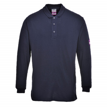 FR10 Flame Resistant Anti-Static Long Sleeve Polo Shirt Navy Small